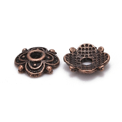 4-Petal Tibetan Style Alloy Flower Bead Caps X-TIBE-S222-R-NR-1