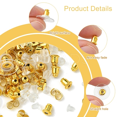 6 Styles Brass Bullet Clutch Bullet Clutch Earring Backs with Pad FIND-FS0003-08G-1