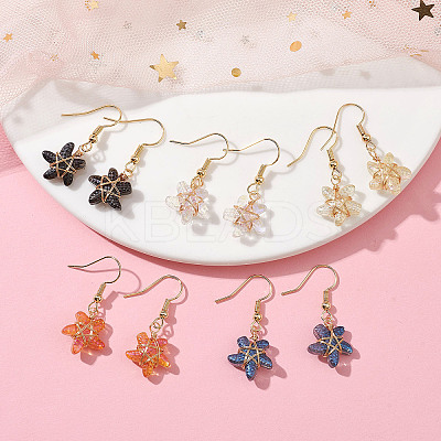Lampwork Starfish Dangle Earrings EJEW-JE05443-1