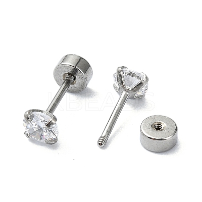 304 Stainless Steel Crystal Rhinestone Ear False Plugs STAS-C089-04B-P-1