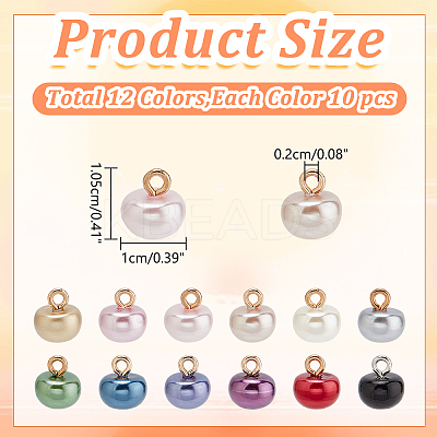 120Pcs 12 Colors 1-Hole Plastic Imitation Pearls Shank Buttons BUTT-WR0001-16-1