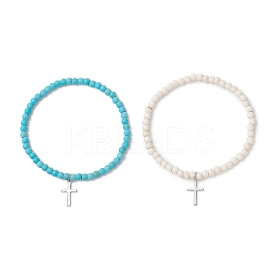 2Pcs 201 Stainless Steel Charm Bracelets BJEW-JB13274-1