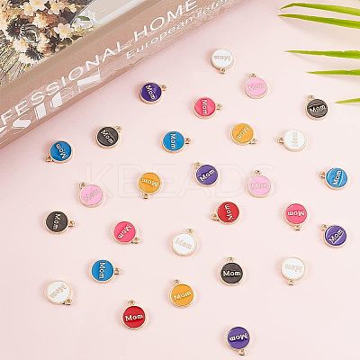 80Pcs 8 Colors Mother's Day Theme Alloy Enamel Charms ENAM-OC0001-07-1