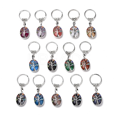 Natural & Synthetic Gemstone and Colorful Glass Drill Keychain G-M385-02P-1