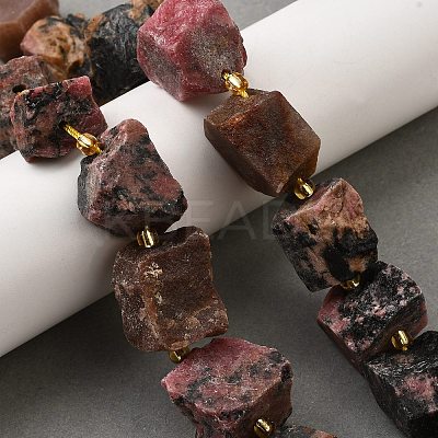 Raw Rough Natural Rhodonite Beads Strands G-Z087-B13-1