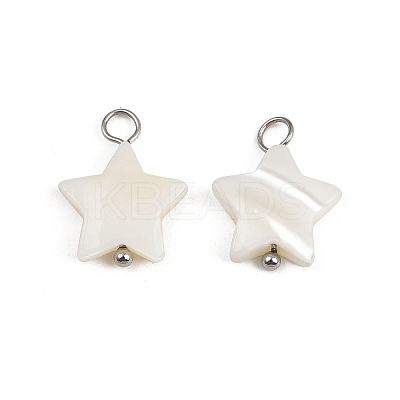 Natural Shell Star Pendants STAS-D378-35P-1