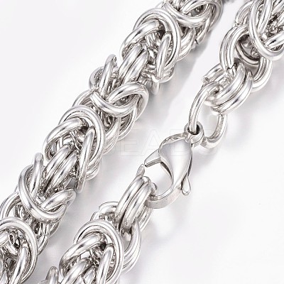 Non-Tarnish Men's 304 Stainless Steel Byzantine Chain Necklaces NJEW-I205-23P-1