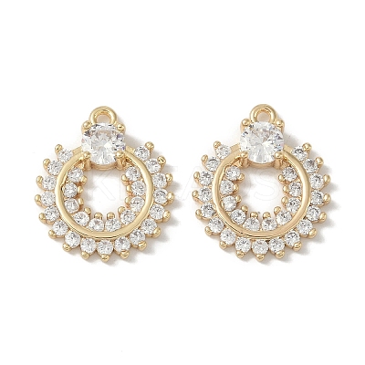 Brass Micro Pave Clear Cubic Zirconia Pendants KK-S367-09A-1