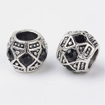 Alloy Rhinestone Rondelle Large Hole European Beads MPDL-R036-80A-1