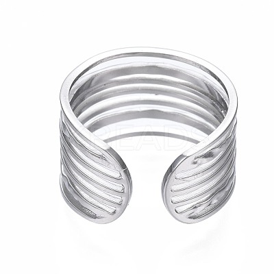Non-Tarnish 304 Stainless Steel Multi-string Open Cuff Ring RJEW-T023-33P-1