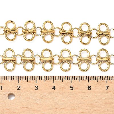 304 Stainless Steel Bowknot Ring Link Chain Necklaces for Women NJEW-Z086-03G-1