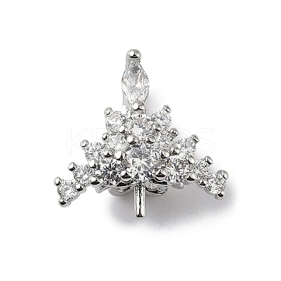 Brass Micro Pave Clear Cubic Zirconia Hoop Earring Findings KK-D369-03P-1
