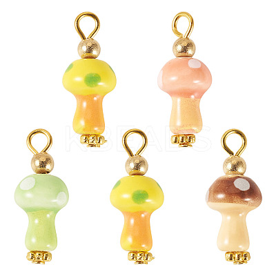5Pcs Handmade Porcelain Pendants PALLOY-TAC0294-1