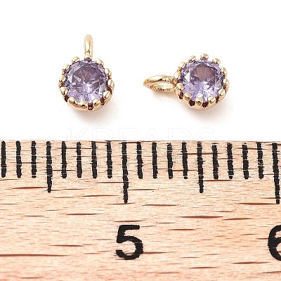 Brass Micro Pave Cubic Zirconia Charms KK-U028-19G-03-1