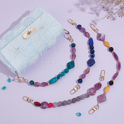 4Pcs 4 Style Resin Imitation Gemstone Beaded Bag Handles FIND-PH0009-46B-1