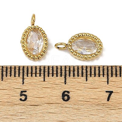 304 Stainless Steel Micro Pave Cubic Zirconia Charms STAS-K302-01E-G-1