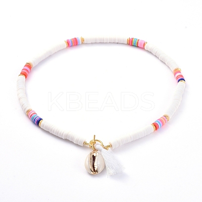 Handmade Polymer Clay Heishi Beads Necklaces NJEW-JN02721-01-1