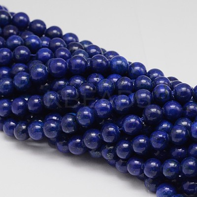 Dyed Round Natural Lapis Lazuli Beads Strands G-K081-8mm-1