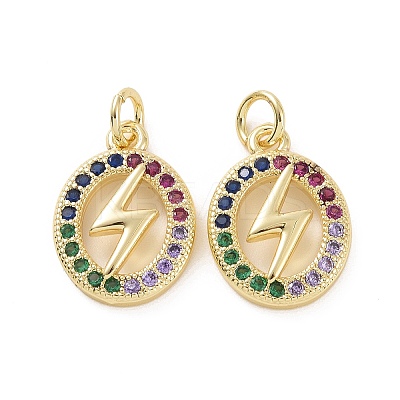 Brass Micro Pave Colorful Cubic Zirconia Pendants KK-E068-VF154-1