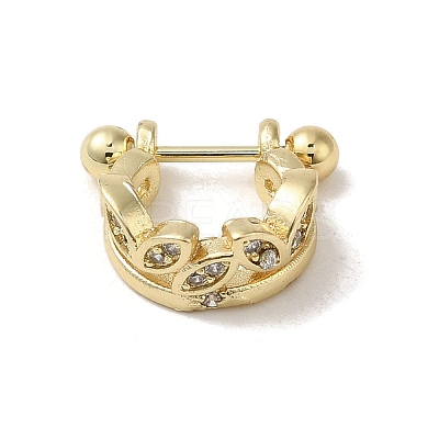 Rack Plating Brass Pave Clear Cubic Zirconia Nose Studs for Women Men EJEW-C097-23G-G-1