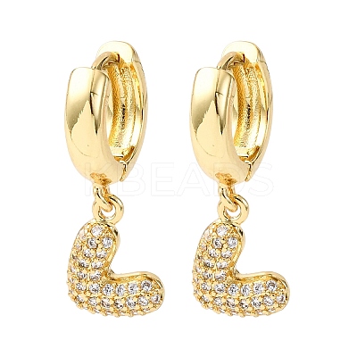 Brass Micro Pave Clear Cubic Zirconia Heart Hoop Earrings EJEW-K267-13G-1