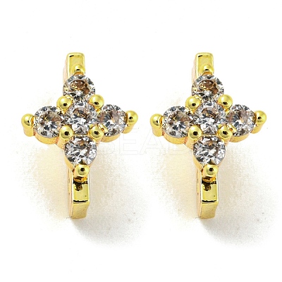 Rack Plating Brass Micro Pave Clear Cubic Zirconia Connector Charms KK-F864-06G-1
