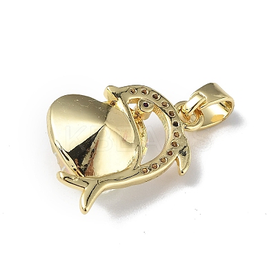 Real 18K Gold Plated Rack Plating Brass Micro Pave Clear Cubic Zirconia Pendants KK-C015-22G-10-1