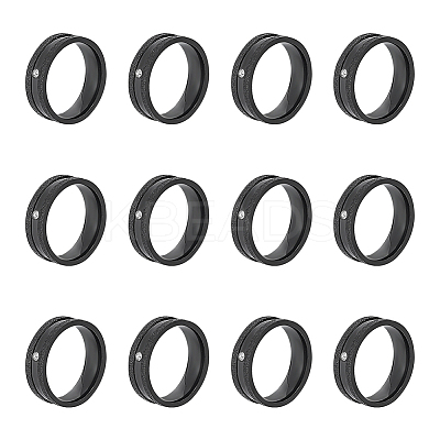 12Pcs Crystal Rhinestone Grooved Finger Ring RJEW-UN0002-46EB-1