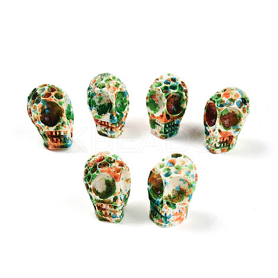 Spray Painted Resin Beads Strands RESI-N041-01C-1