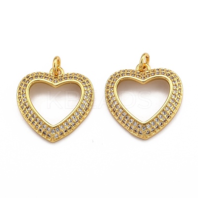 Brass Micro Pave Clear Cubic Zirconia Pendants ZIRC-J025-59G-1