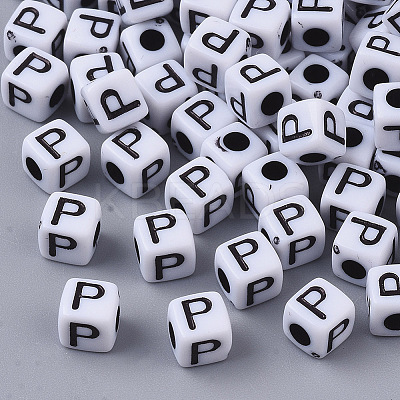 White Opaque Acrylic Beads X-MACR-R869-02P-1