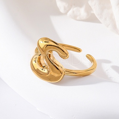 304 Stainless Steel Open Cuff Rings for Women LS-RJEW-M060-01G-19-1
