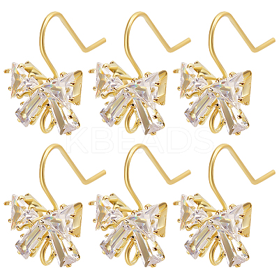 20Pcs Brass Micro Pave Clear Cubic Zirconia Earring Hooks ZIRC-BBC0002-59G-1