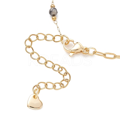 Handmade Faceted Round Gemstone Beads 316 Stainless Steel & 304 Stainless Steel Paperclip Chain Bracelet Making AJEW-JB01587-1
