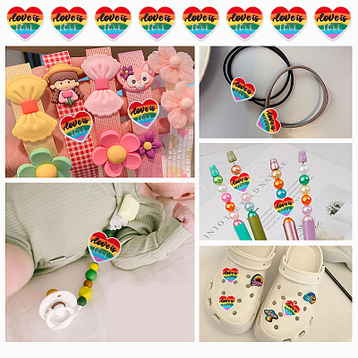 8Pcs Pride Rainbow Theme Food Grade Eco-Friendly Silicone Focal Beads SIL-CA0001-34-1