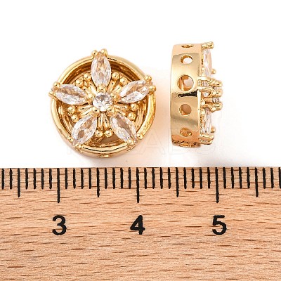 Brass Micro Pave Clear Cubic Zirconia Beads KK-S389-27G-1