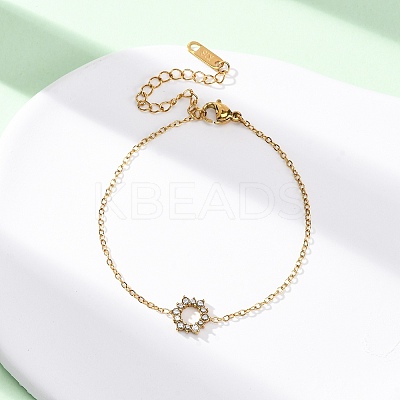 Sunflower 304 Stainless Steel Link Bracelets for Women BJEW-R027-01G-1