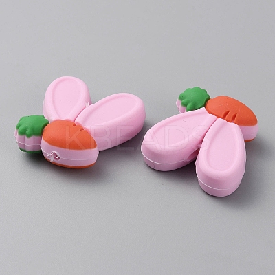 Rabbit Ears with Carrot Food Grade Eco-Friendly Silicone Focal Beads SIL-SZC0003-05I-1