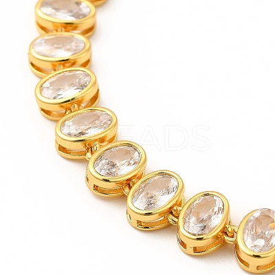 Clear Cubic Zirconia Oval Link Chain Necklace NJEW-E074-02G-1