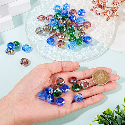 50Pcs 5 Colors Transparent Glass European Beads GPDL-TA0001-05-1