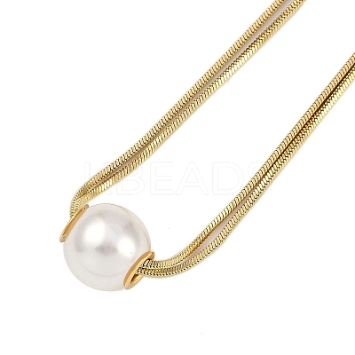 Ion Plating(IP) 304 Stainless Steel 2-Strand Snake Chain Necklaces NJEW-D080-07G-1