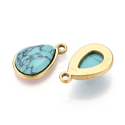 Synthetic Turquoise Teardrop Pendants STAS-N109-210C-G-1