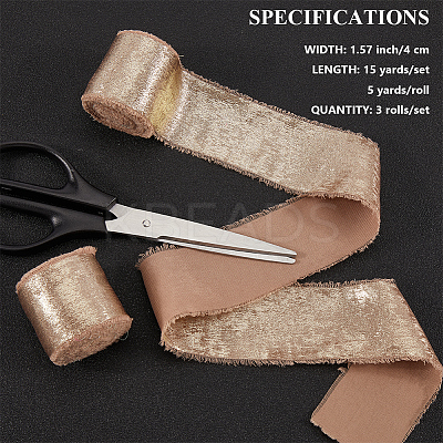 4.5M Single Face Hot Stamping Polyester Frayed Ribbon OCOR-WH20003-08B-1