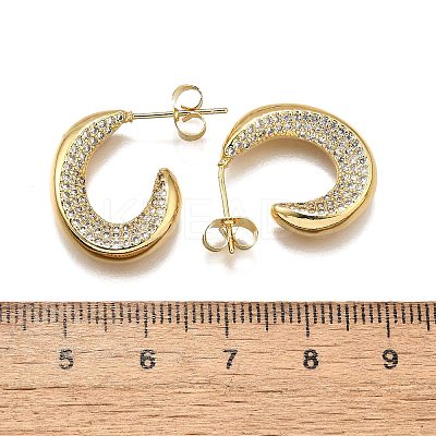 Brass Micro Pave Clear Cubic Zirconia Stud Earrings for Women EJEW-U056-04B-G-1