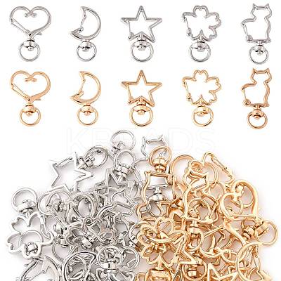 40Pcs 10 Styles Alloy Swivel Snap Hook Clasps FIND-FS0004-74-1