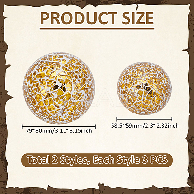 6Pcs 2 Styles Glass Mosaic Foam Ball Christmas Decorations AJEW-UN0002-83A-1