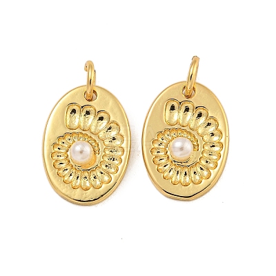 Oval Rack Plating Brass Pendants KK-C074-47G-1