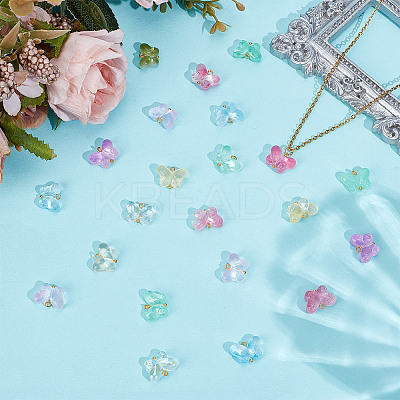 108Pcs 9 Colors Transparent Glass Pendants PALLOY-GO00074-1