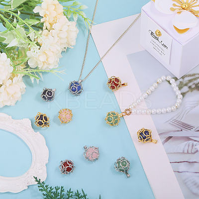 10Pcs 5 Styles Natural Green Aventurine & Rose Quartz & Lapis Lazuli & Amethyst & Carnelian Pendants PALLOY-GO00028-1