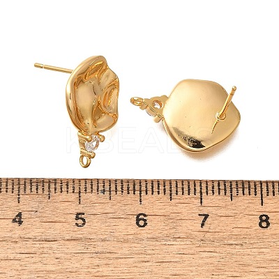 Brass Micro Pave Cubic Zirconia Stud Earring Findings KK-Z092-06G-1